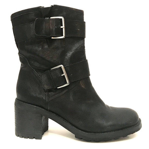 Sam Edelman Shoes - NEW Sam Edelman Black Leather Moto Buckle Boots 9